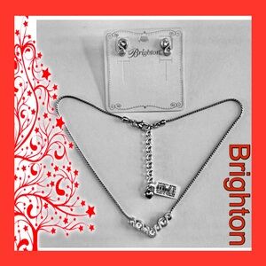 NWT BRIGHTON Infinity Sparkle Necklace & Stud Earrings Set